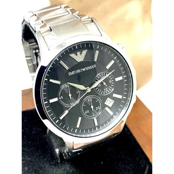 Emporio Armani Men's Watch AR2434 Quartz Chronograph Black Dial Stainless Steel - Picture 12 of 13